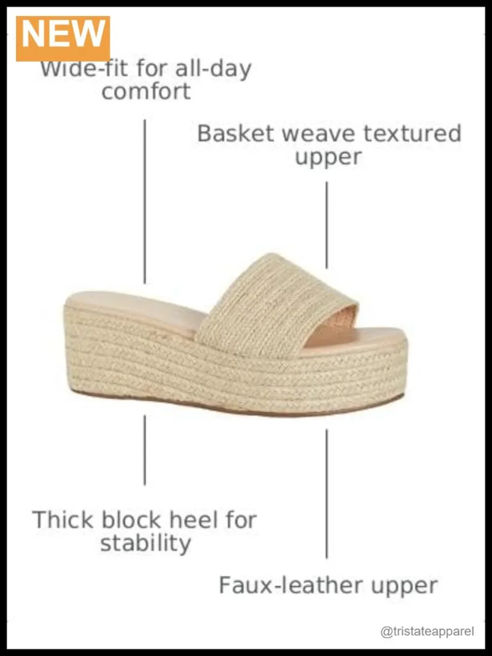 Wide Fit Faux Leather Platform Sandals Basket Weave Block Heel Slip On